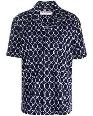 Orlebar Brown Howell Geo Short-Sleeve Shirt - Blue