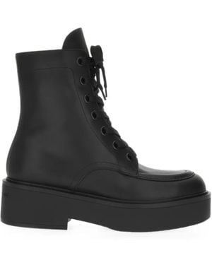 Gianvito Rossi Lace-Up Leather Ankle Boots - Black