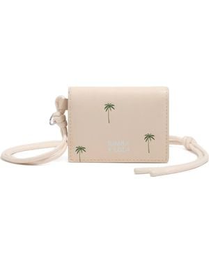 Bimba Y Lola Palm-Print Lanyard Wallet - Natural