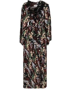 P.A.R.O.S.H. Printed Crepe Dress - Black