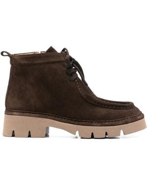 SERGIO MORETTI FIRENZE Lace-Up Suede Ankle Boots - Brown