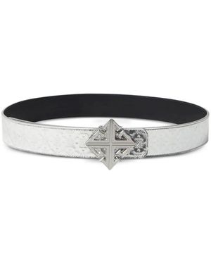 GUAPI Crystal-Encrusted Cross Buckle Belt - Metallic