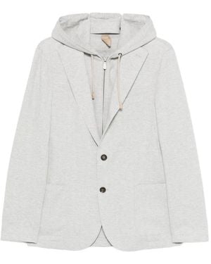 Eleventy Hooded Single-Breasted Blazer - White