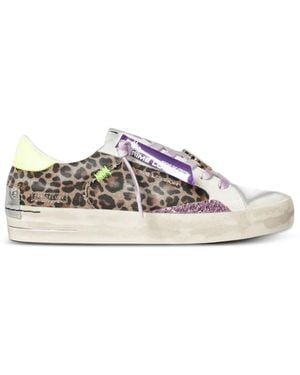 Crime London Baskets Sk8 Deluxe À Imprimé Léopard - White