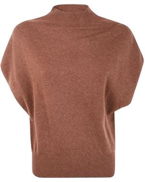 Circus Hotel High-Neck Short-Sleeve Sweater - Brown