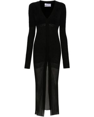 The Attico V-Neck Midi Dress - Black