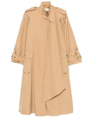 Chloé High-Neck Scarf Gathered Trench Coat - Natural