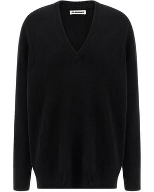 Jil Sander V-Neck Jumper - Black