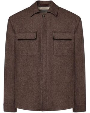 Eleventy Flap-Pocket Shirt Jacket - Brown