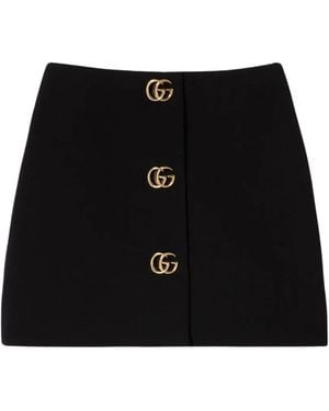 Gucci Double G Wool Mini Skirt - Black