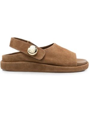 SERGIO MORETTI FIRENZE Button-Detail Slingback Sandals - Brown