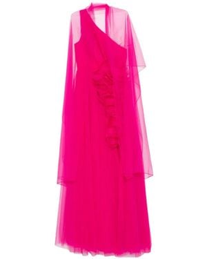 Marfil Barcelona Vestido De Fiesta De Tul Con Un Solo Hombro - Rosa