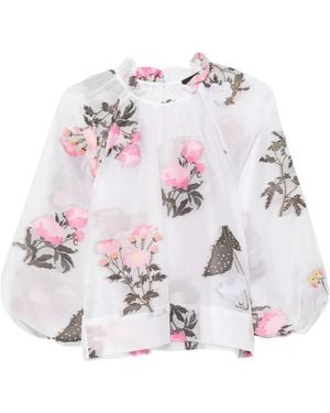 Cynthia Rowley Floral-Embroidered Blouse - White