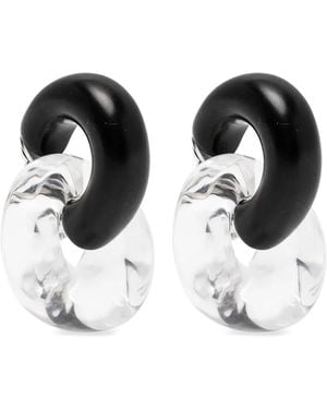 Monies Pendientes De Aro Havana Con Diseño Entrelazado - Negro