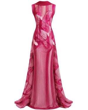 Gemy Maalouf Embroidered-Pattern Floor-Length Dress - Pink