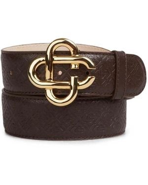 CASABLANCA Monogram-Embossed Calf Leather Belt - Brown
