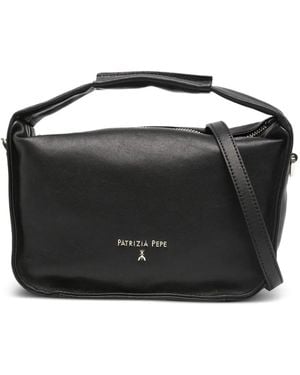 Patrizia Pepe Small Contemporary Hobo Leather Tote Bag - Black
