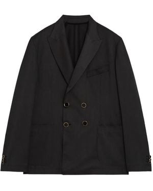 A PAPER KID Pinstriped Double-Breasted Blazer - Black
