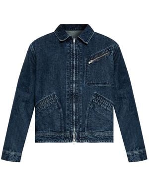 KENZO Logo-Embroidered Denim Jacket - Blue