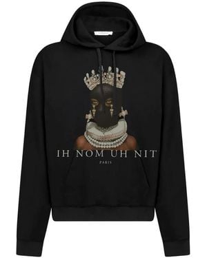ih nom uh nit Graphic-Print Cotton Hoodie - Black