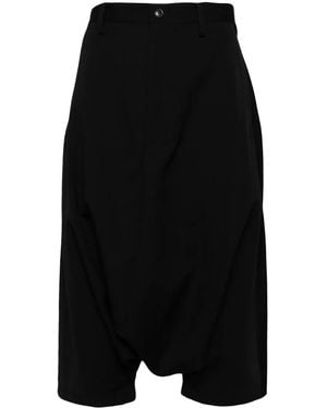 Yohji Yamamoto Drop-Crotch Wool Trousers - Black