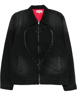 Carne Bollente Bad Boy, Big Heart Denim Jacket - Black