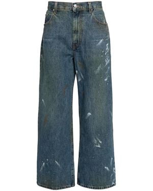 Helmut Lang Painted Wide Leg Jeans - Blue