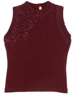Ermanno Scervino Lace-Embellished Sleeveless Top - Red