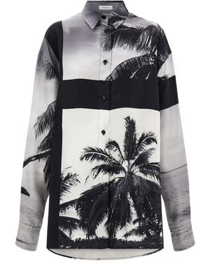 Ferragamo Hemd mit Palmen-Print - Grau