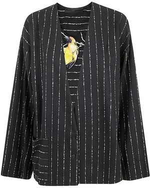 Maria Calderara Surchemise À Poches Rayées - Noir