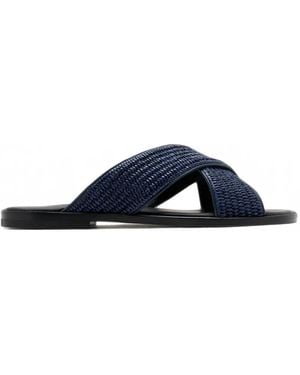 Manolo Blahnik Otawi Crossover-Strap Sandals - Blue