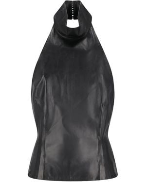 Magda Butrym Halterneck Leather Blouse - Black