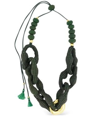 Johanna Ortiz Knotted Beaded Necklace - Blue