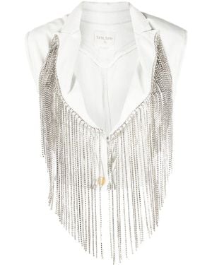 Forte Forte Crystal-Fringe Sleeveless Cotton Jacket - White