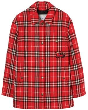 Burberry Check Wool Overshirt - Red