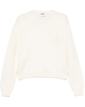 Moschino Pull À Motif Cœur À Col Rond - Blanc