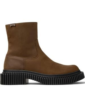Camper Pix Berlin Zip-Detail Platform Boots - Brown