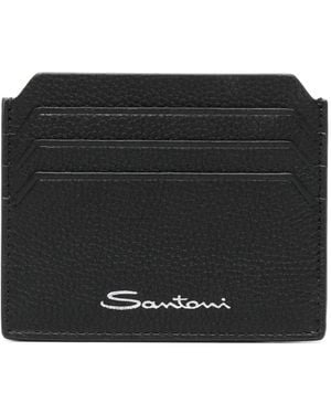 Santoni Logo-Print Leather Wallet - Black