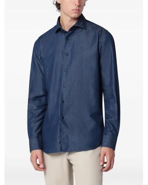Xacus Denim-Effect Long-Sleeved Shirt - Blue