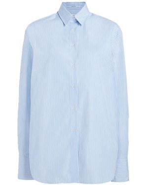 Another Tomorrow Stripe-Print Oversized Shirt - Blue