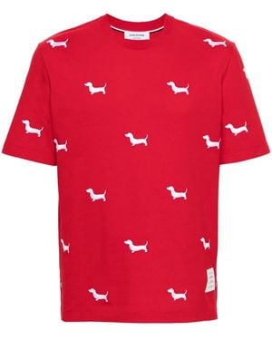 Thom Browne T-Shirt Mit Aufgesticktem Hund - Rot