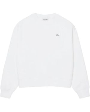 Lacoste Sudadera Con Logo Y Cuello Redondo - Blanco
