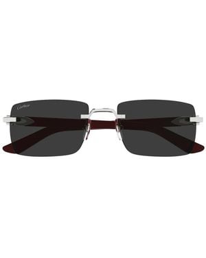 Cartier Sonnenbrille Mit Eckigem Gestell - Schwarz