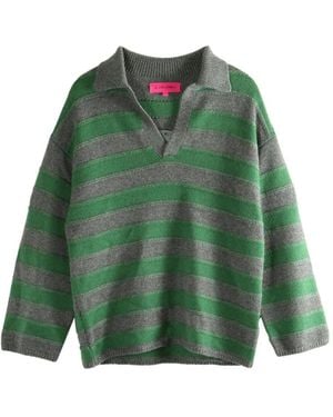 The Elder Statesman Striped V-neck sweater - Grün