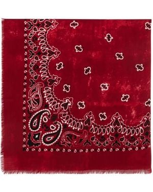Destin Fular Deshilachado Con Estampado De Cachemira - Rojo