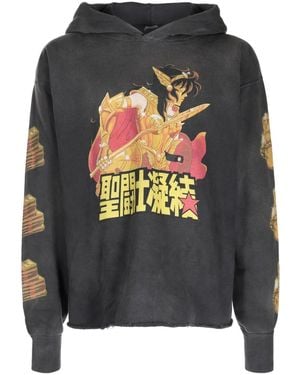 SAINT Mxxxxxx Graphic-Print Cotton Hoodie - Grey