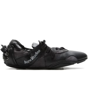 Acne Studios Leather Lace-Up Trainers - Black