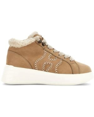 Hogan Sneakers in suede con shearling - Marrone
