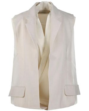 Litkovskaya Notched-Lapel Sleeveless Jacket - White