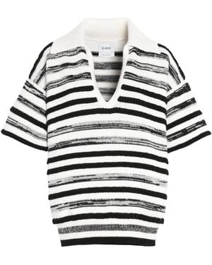 Barrie Striped Polo Top - White